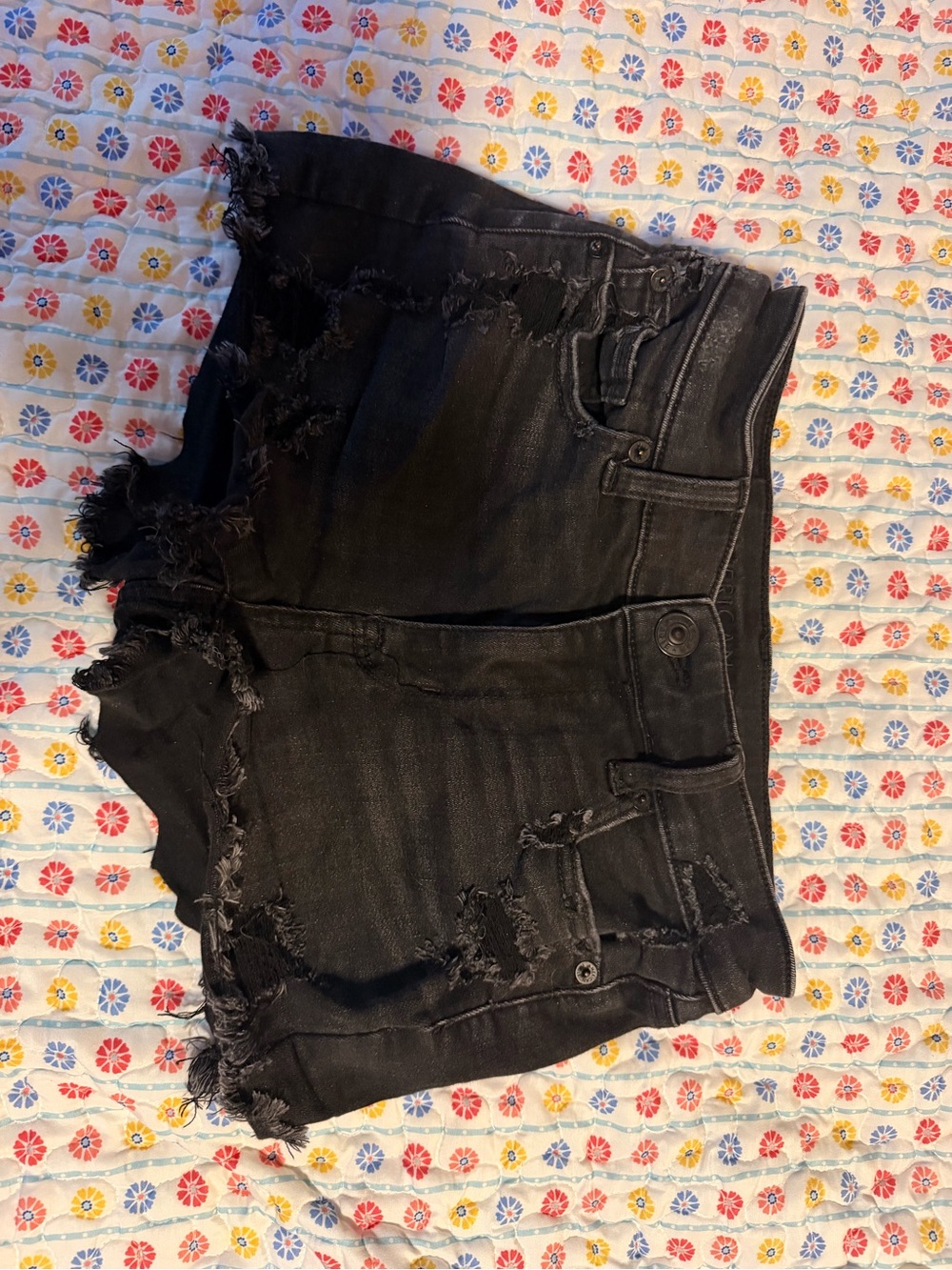 American Eagle Outfitters Black Distressed Denim Cutoff Shorts